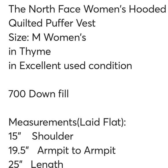 The North Face Green hooded Puffer Vest EUC! Size Medium fits like a Small - Picture 10 of 10